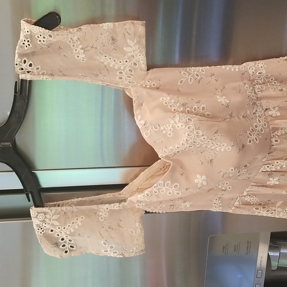 💕DRESS THE POPULATION💕 River Off the Shoulder Tiered Hem Dress ~ Blush XS NWT - Picture 9 of 15